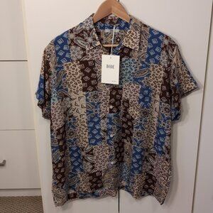 Bode NWT Paisley Patchwork Short Sleeve Shirt Men's S/M